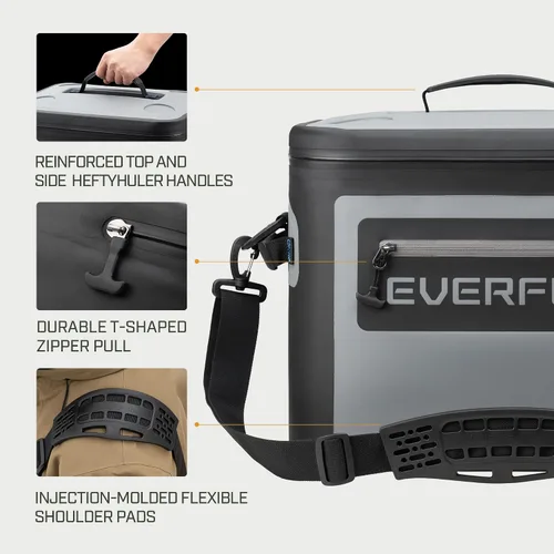 Miniatura 5 de EVERFUN Enfriador suave de 30 latas, portátil de 24 cuartos de galón, aislado, pequeña lonchera refrescante para hombres y mujeres, bolsa de hielo a