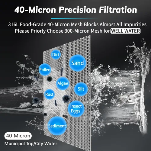 Miniatura 2 de Filtros de Sedimentos Spin Down de 40 Micrones con Raspador, Filtro de Sedimentos sin Necesidad de Desmontaje, Sistema de Filtro de Agua