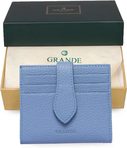 Miniatura 5 de Grande -3803 Cartera unisex, Azul (Iced Blue), Cartera delgada de cuero con cierre a presión pequeño