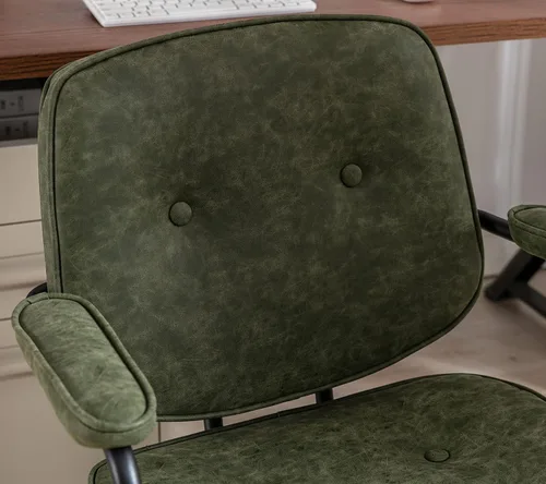 Miniatura 9 de DUOMAY Silla de escritorio retro para computadora de oficina en casa con reposabrazos, moderna silla giratoria de respaldo medio, silla de oficina
