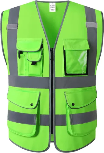 Miniatura 13 de XIAKE Chaleco de seguridad reflectante de alta visibilidad con 9 bolsillos clase 2 para hombres y mujeres, cumple con las normas ANSI/ISEA