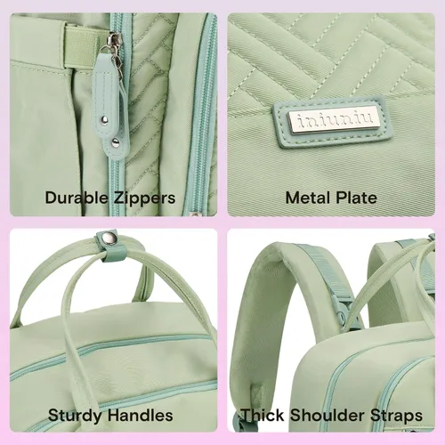 Miniatura 6 de iniuniu Mochila para pañales, kit 4 en 1, bolsas de bebé unisex grandes para niños y niñas, mochila de viaje impermeable con bolsa para pañales