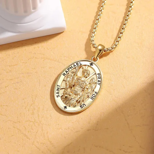 Miniatura 464 de Collar de plata de ley 925 con medalla de San Patrón, colgante de protección católica, amuleto, joyería religiosa para hombres y mujeres