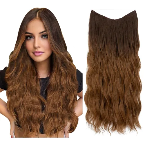 Miniatura 26 de SARLA Extensión de Cabello con Alambre Invisible con 3 Clips Pieza de Cabello Sintética Corta de Ondas de Playa Diadema Transparente Ajustable