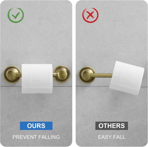 Miniatura 5 de RUMOSE Toilet Paper Roll Holder Bathroom Flexible Pivoting Tissue Handle on Wall Mounted Antique Brass Rustproof Toilet Tissue Roll Holder,Stainless