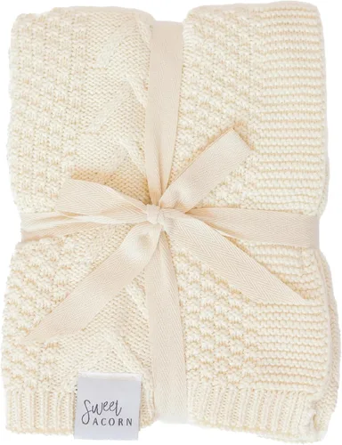 Miniatura 13 de Manta de punto para bebé con patrón elegante, mantas de algodón orgánico para cuna o cochecito, mantas de recepción - Amarillo Mantequilla
