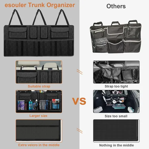 Miniatura 2 de Organizador de maletero de automóvil, organizador de asiento trasero de súper capacidad para SUV/camión/MPV (42"×18"), organizador de almacenamiento