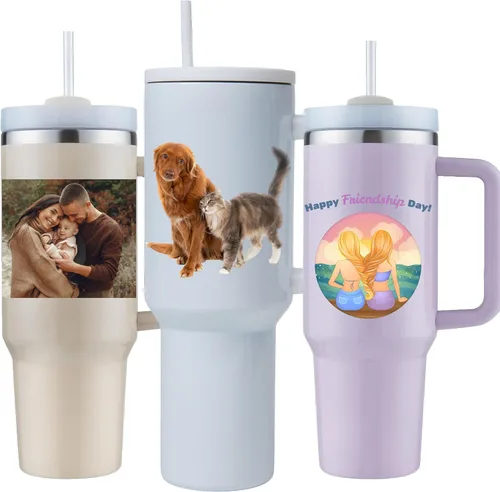 Miniatura 9 de Vaso personalizable de 40 onzas con asa y tapa con pajilla, regalos inspiradores para mujeres, colores vivos, acero inoxidable con aislamiento