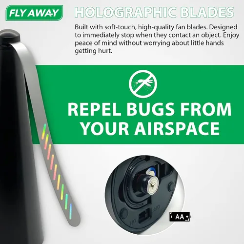 Miniatura 3 de Fly Away - Paquete de 3 ventiladores repelentes de moscas para exteriores, uso en mesa exterior o interior, restaurante, barbacoa, eventos, disuadir