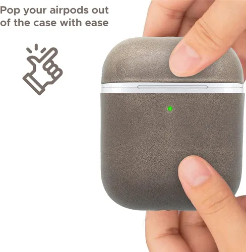 Miniatura 3 de Funda de piel auténtica para Airpods – Funda para Airpod de 1ª generación y funda para Airpod de 2ª generación compatible con Magsafe y soporta