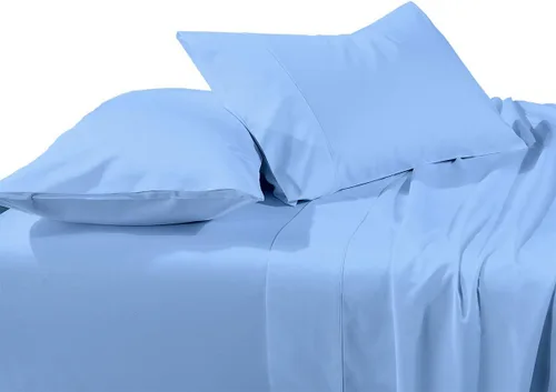 Miniatura 26 de LaxLinen Juego de sábanas de 4 piezas (+ 26 pulgadas), bolsillo extra profundo, tamaño King / estándar, color azul marino sólido de 600 hilos, 100%