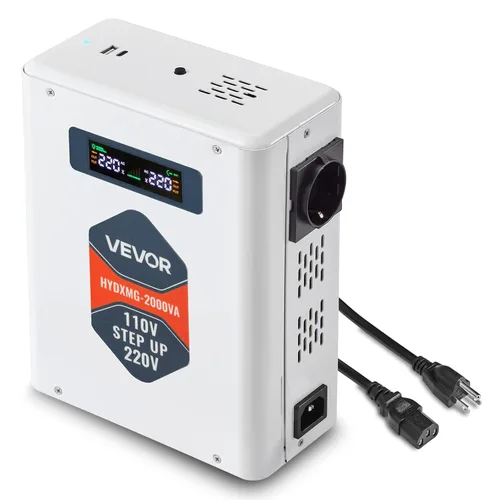 Miniatura 12 de VEVOR Convertidor de Voltaje Reductor, 2000VA, Convertidor de Energía de Voltaje de Servicio Pesado, Transformador de Energía de 220V a 110V, con 2