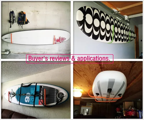 Miniatura 6 de Juego de estantes de pared de exhibición de metal, almacenamiento definitivo para tablas de SUP, tablas de surf, wakeboards, kiteboards, tablas