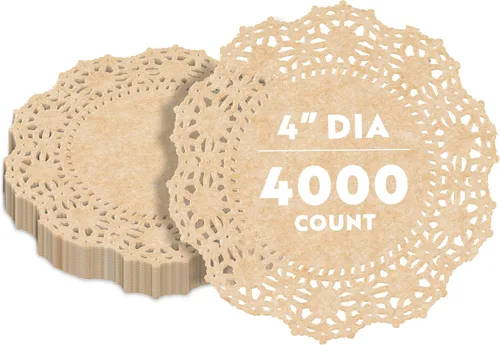 Miniatura 89 de Restaurantware Pastry Tek Blondas de Encaje de 4 x 4 Pulgadas 100 Vajilla Decorativa - Blondas de Mesa Desechables Redondas de Papel Negro