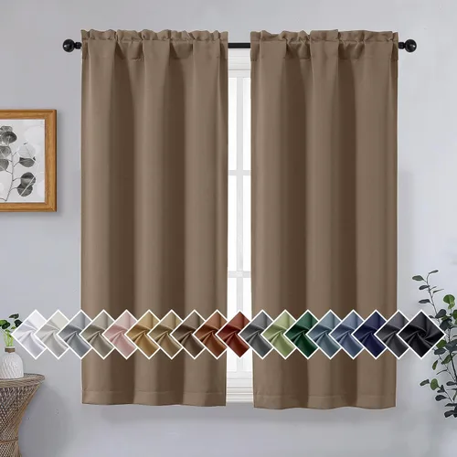 Miniatura 45 de OVZME Cortinas opacas turquesa para tratamiento de ventanas pequeñas, cortinas cortas con bloqueo de luz para ventana de cocina sobre el fregadero