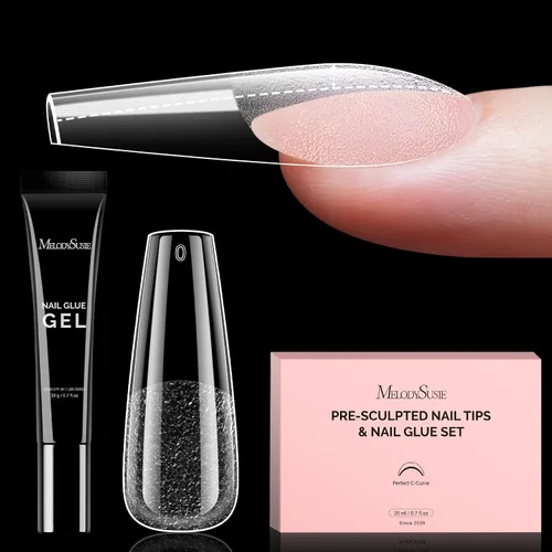 Miniatura 25 de MelodySusie Pegamento de uñas de gel 9 en 1 sin TPO para puntas de uñas postizas, 2 unidades de 0.5 fl oz de luz UV de larga duración requerida