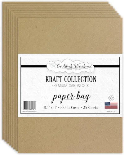 Miniatura 12 de Cardstock Warehouse - Caja de papel kraft marrón – 8.5 x 11 pulgadas – 100 libras / 9.52 oz/m² 100% reciclado de alta calidad – 25 hojas
