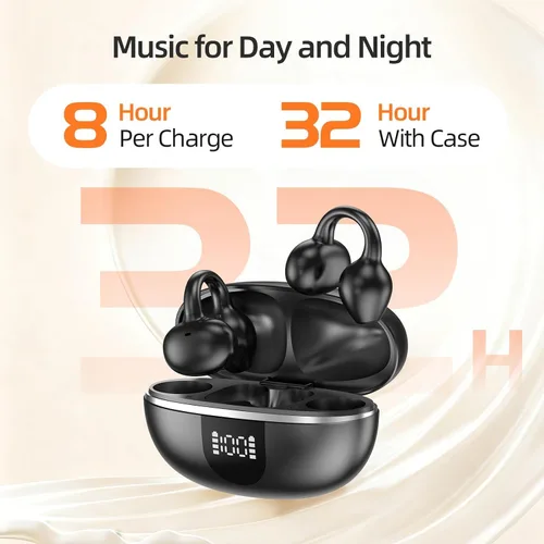 Miniatura 4 de Auriculares con clip, auriculares de oreja abierta, auriculares Bluetooth 6.0 de alta fidelidad estéreo con clip, 30 horas, pantalla LED