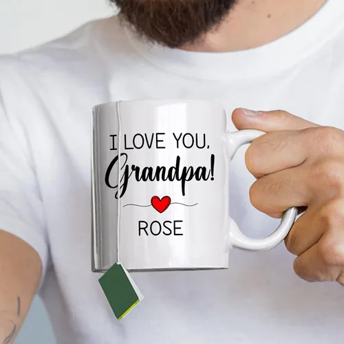 Miniatura 3 de Taza de café personalizada con texto en inglés "I Love You Grandpa", regalo para el abuelo de parte de los nietos, taza blanca de 11 oz o 15 oz Taza