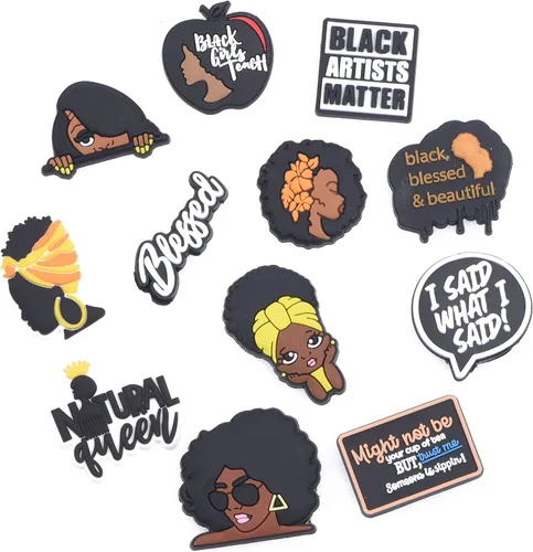 Miniatura 2 de UNN Dijes de zapatos negros para decoración de zuecos, para niños, niñas, adultos, mujeres, regalos de cumpleaños, suministros de fiesta