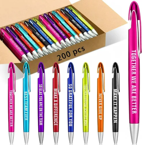 Miniatura 12 de Lincia 100 piezas de bolígrafos retráctiles de punta media para agradecimiento a empleados, bolígrafos de inspiración de tinta negra, regalos