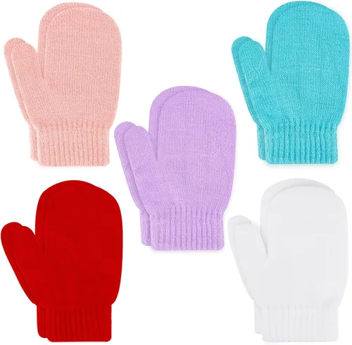 ONESING 5 pares de manoplas para niños pequeños guantes de invierno negros para niñas y niños - Manoplas cálidas para recién nacidos