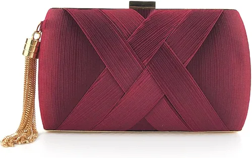 Miniatura 8 de Elegante bolso de mano de seda con colgante de borla para mujer, para novia, boda, graduación, fiesta de noche