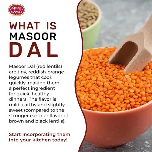 Miniatura 3 de Masoor Dal - Bolsa de 2 libras (32 onzas) - Lentejas rojas divididas - Todo natural por Spicy World
