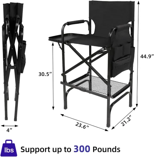 Miniatura 2 de Silla de maquillaje plegable con bolsas de almacenamiento plegables de mesa para artistas de maquillaje para guardar estuches y pinceles