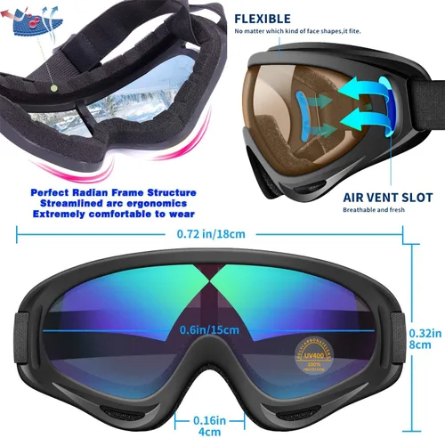 Miniatura 6 de Lentes antirreflejos, gafas de esquí, deportes de invierno, snowboard, con protección UV 400 blanco (White Transparent)