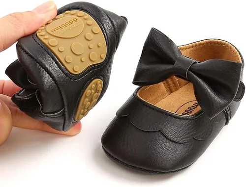 Miniatura 3 de LAFEGEN Zapatos planos Mary Jane para bebés y niñas con Bownot, suela suave, suela suave, piel sintética, recién nacidos, para primeros pasos