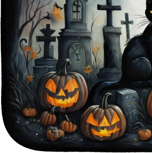 Miniatura 4 de Caroline's Treasures DAC2223DDM Tapete de secado de platos de Halloween espeluznante de gato negro, tapete absorbente para secado de platos