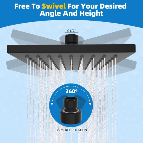 Miniatura 7 de Hibbent Cabezal de ducha filtrado de metal, cabezal de ducha de lluvia de alta presión de 6 pulgadas, filtro de ducha de 20 etapas para suavizador