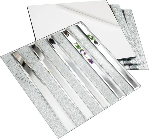 Miniatura 8 de Lovdeco - Tiras de espejo dorado para pegar y despegar para salpicadero de cocina y pared de baño, 30,5 x 30,5 cm, 5 piezas, 0,46 m².