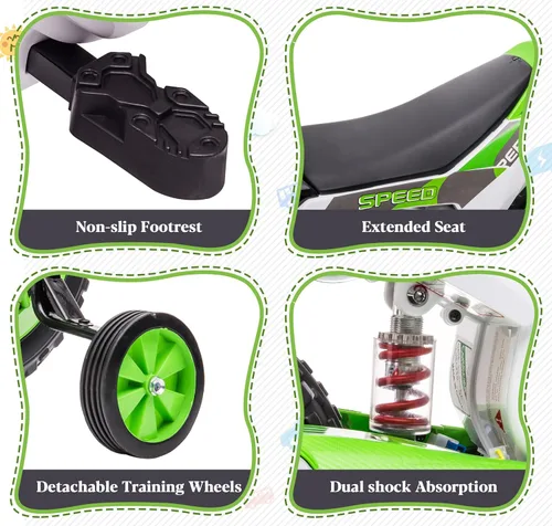 Miniatura 8 de TOBBI Motocicleta Eléctrica para Niños 12V Bicicleta de Tierra Juguete de Montar Motocicleta a Batería Vehículos Motorizados para Niños Todoterreno