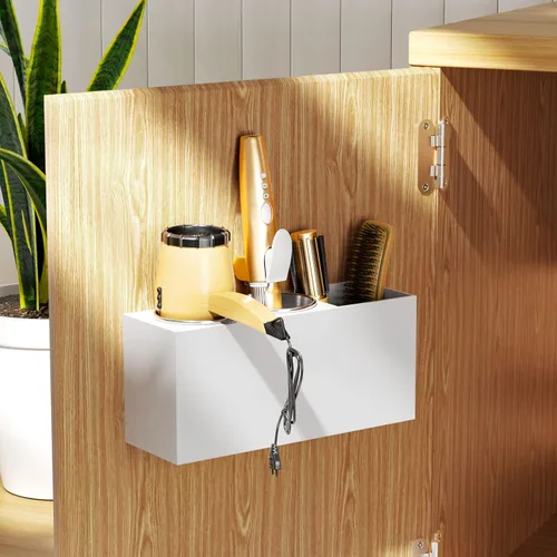 Miniatura 2 de NIUBEE Organizador de herramientas de peinado de montaje en pared - Soporte de gabinete de baño para secadores, planchas planas, rizadores - Blanco
