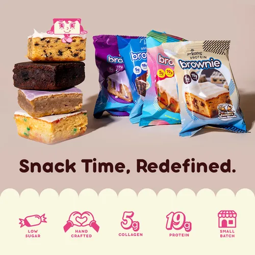 Miniatura 3 de Prime Bites Brownie con alto contenido de proteínas (12 por caja, Birthday Cake Blondie) – 0.49 onzas de proteína, 0.19 onzas de colágeno, sin