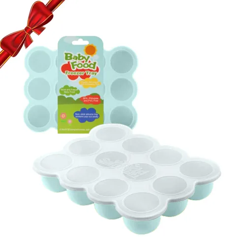 Miniatura 13 de Samuelworld Contenedor de almacenamiento de alimentos para bebés, 12 porciones x 2.5 onzas, bandeja de silicona sin BPA con tapa de clip para Azul