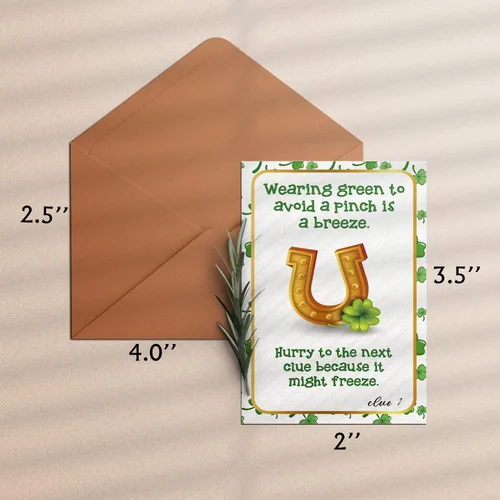 Miniatura 3 de shupai Pistas de búsqueda del tesoro del día de San Patricio (15 cartas con sobres), juegos de fiesta del día de San Patricio (XBK004E)