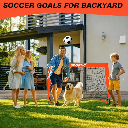 Miniatura 7 de Paquete de 2 redes de fútbol de 4 x 3 pies, porterías de fútbol para practicar niños para interiores y exteriores. Red de fútbol portátil con bolsa