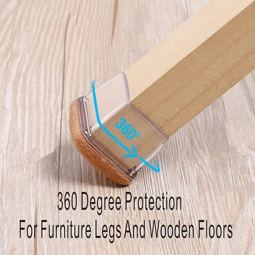 Miniatura 4 de Protectores cuadrados pequeños de silicona para patas de silla con fieltro envuelto, tapas negras para patas de muebles, antiarañazos antiruido, 16