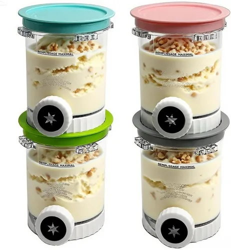 Miniatura 2 de Paquete de 4 pintas y tapas de helado compatibles con Ninja NC701 NC700 Series Swirl Creami Ice Cream y Soft Serve Makers, sin BPA y aptas