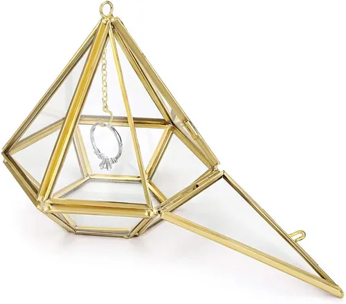 Miniatura 3 de Hipiwe Soporte de exhibición para anillos de joyería, soporte para anillos de cristal, caja de joyería geométrica para anillos de boda, caja