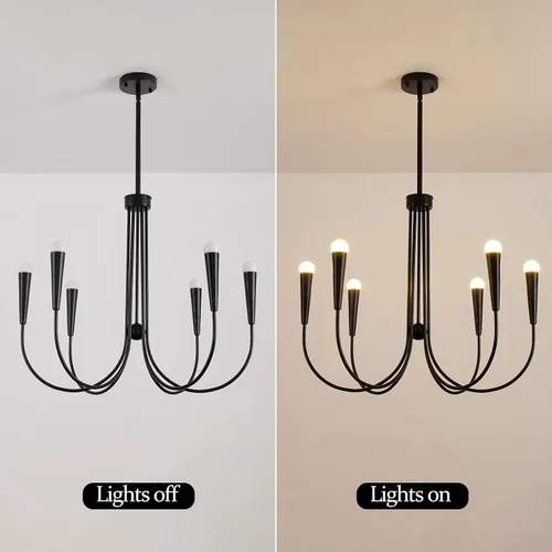 Miniatura 2 de Lámpara de araña de granja, 6 luces industriales, rústicas, para comedor, lámpara colgante ajustable para cocina, isla, sala de estar, vestíbulo