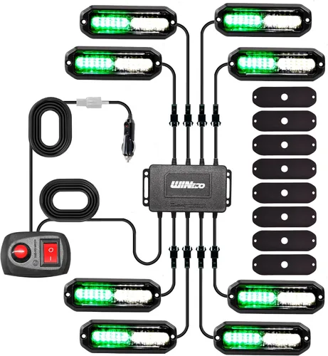 Miniatura 12 de WINECO 8 Piezas Luces LED Estroboscópicas de 12V con Función de Sincronización Ámbar Blanco 12LED Luces de Advertencia de Peligro de Emergencia