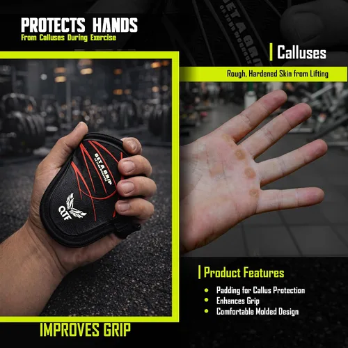 Miniatura 5 de QTF Puños de elevación para levantamiento de pesas, guantes de goma para gimnasio, protector de palma de gimnasio, almohadillas de agarre