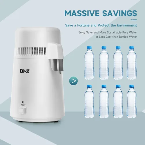 Miniatura 6 de CO-Z Fabricante de Agua Destilada, Destilador de Agua de 1 Galón, Máquina Destiladora de Agua de 4L para Encimera Doméstica, Purificador de Agua