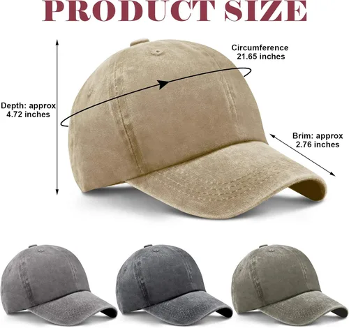 Miniatura 2 de 4 piezas de algodón lavado gorra de béisbol ajustable sarga llano sombrero unisex gorra de béisbol vintage papá sombrero