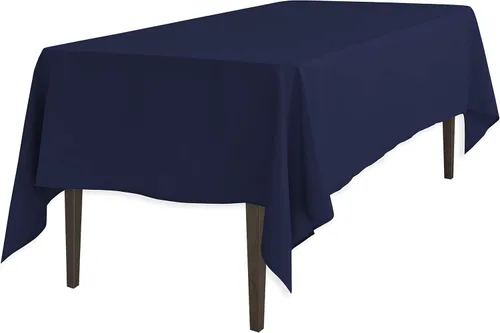 Miniatura 12 de Linenlanding Mantel rectangular de 60 x 102 pulgadas para mesa circular para bodas, mesas de bufé, fiestas, cenas de vacaciones (1, azul bebé)
