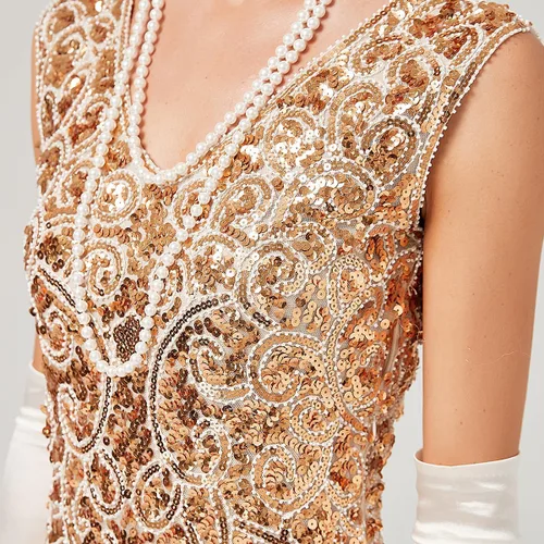 Miniatura 5 de Vestido vintage de los años 20 con lentejuelas brillantes, flecos, borlas de Gatsby, vestidos de boda, fiesta, cóctel, noche